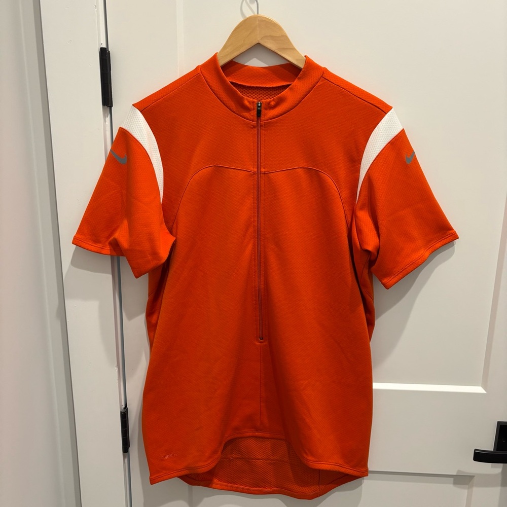 Nike Men's Short Sleeve Zip Cycling Jersey - Orange & White